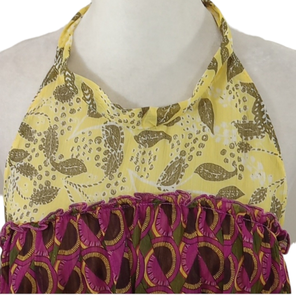 Zara Multicolor Halter Layered Boho Top - Yellow, Pink, Orange - Picture 8 of 15